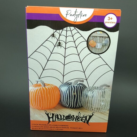 Halloween Party Decor 3 Pack Inflatable Pumpkins  New - Picture 1 of 7